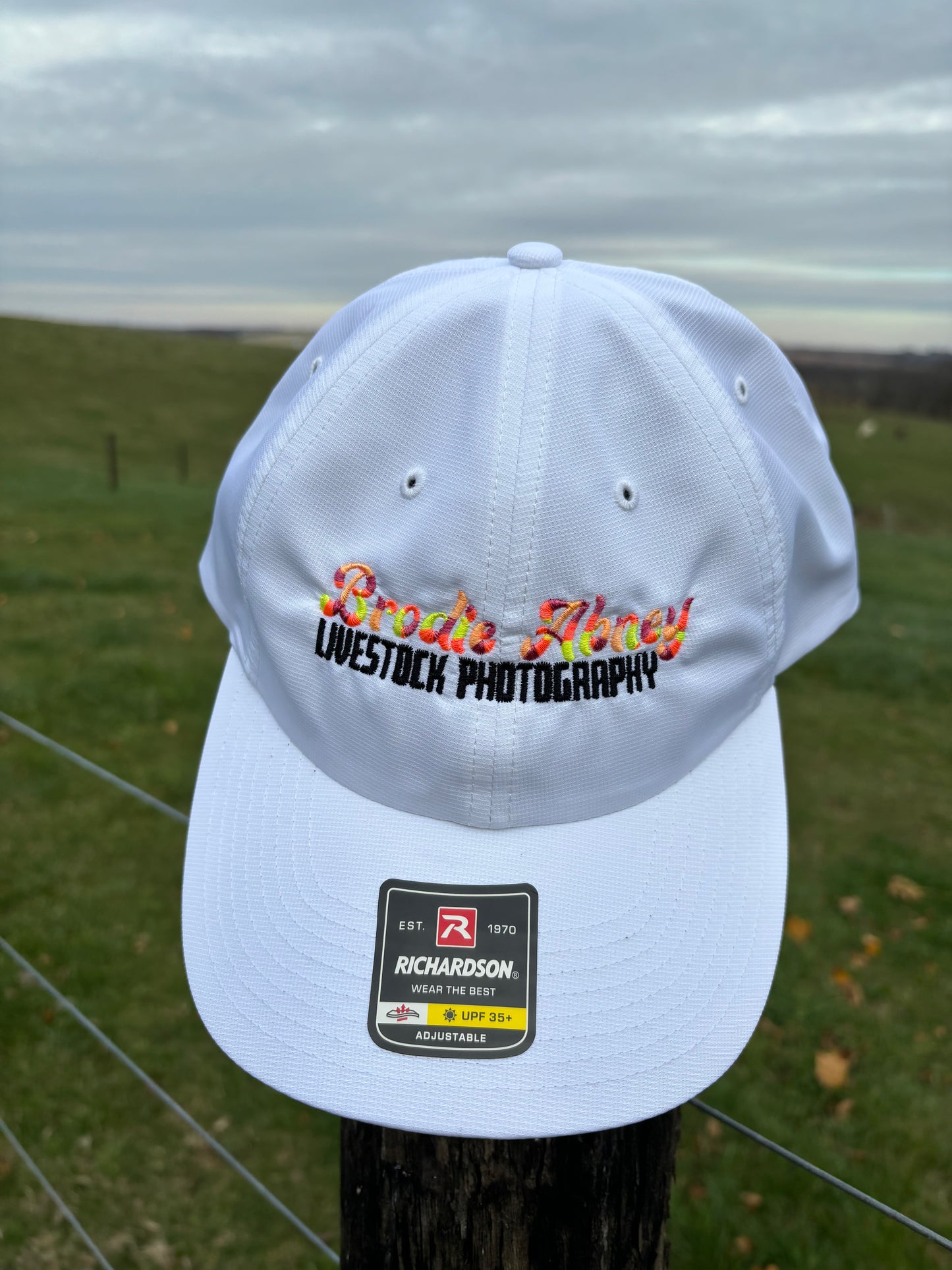 White hat with circus stitching